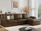 EASE MOOSE Modular Sectional Sofa, Leather Sectional Couch, Deep Brown