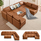 Modern Sectional Sofa,Faux Leather Modular Sectional Couchs with Storage