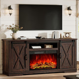 AMERLIFE Fireplace TV Stand with Sliding Barn Door for TVs up to 75"