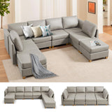 Modern Sectional Sofa,Faux Leather Modular Sectional Couchs with Storage
