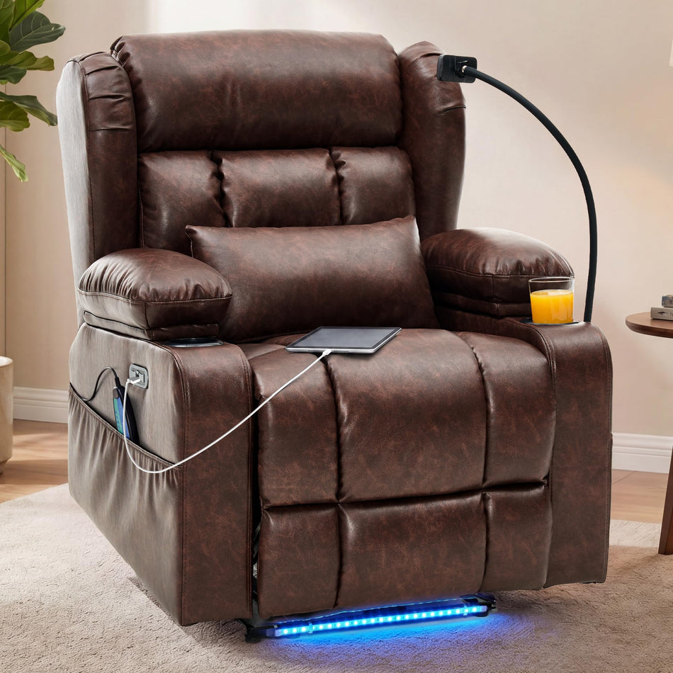 Redlife 3-Seater Power Recliner Sofa with Dual Consoles, Massage & Heat