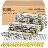 Therwen 1000 Count 3 Inch x 0.120 Inch Framing Nails, 21 Degree