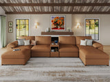 EASE MOOSE Modular Sectional Sofa, Leather Sectional Couch, Deep Brown