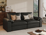 EASE MOOSE Modular Sectional Sofa, Leather Sectional Couch, Deep Brown