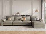 EASE MOOSE Modular Sectional Sofa, Leather Sectional Couch, Deep Brown