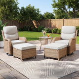 Luxury Swivel Rocker Chairs Fire Pit Set with 6" Thick Cushion 10 piece Wicker Outdoor Patio Chair with Sofa and Ottoman,Comfortable High Back Outdoor Patio Furniture Set - Brown | Gray