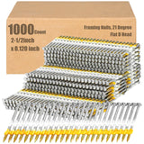 Therwen 1000 Count 3 Inch x 0.120 Inch Framing Nails, 21 Degree