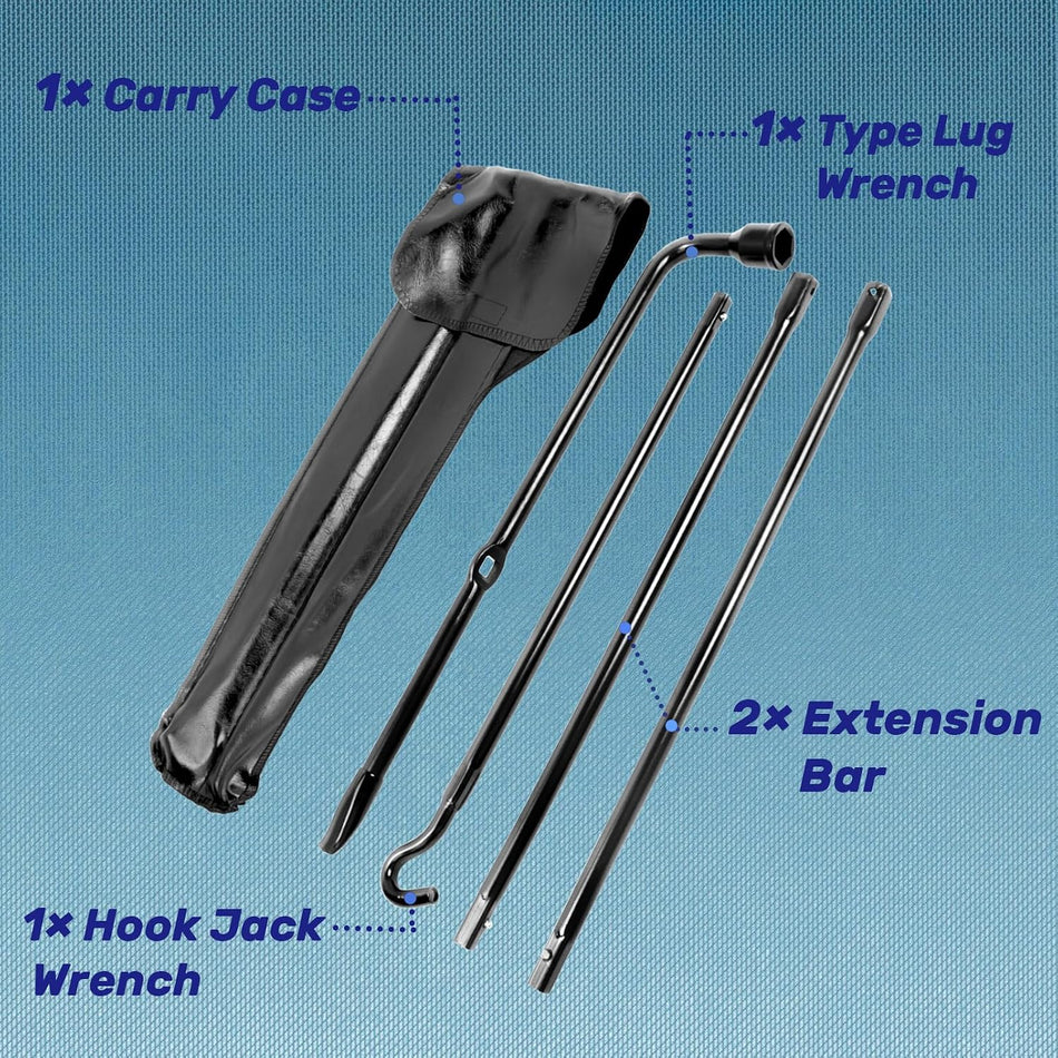 Spare Tire Tool Kit with Spare Tire Jack Handle and Wheel Lug Wrench