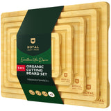 ROYAL CRAFT WOOD Wooden Cutting Boards for Kitchen Appliances - Non Toxic Bamboo Wood Cutting Board Set with Deep Juice Groove, Side Handles, Charcuterie & Butcher Block for Meat, Meal Prep & Serving