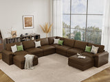 EASE MOOSE Modular Sectional Sofa, Leather Sectional Couch, Deep Brown