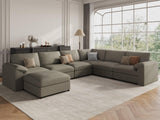 EASE MOOSE Modular Sectional Sofa, Leather Sectional Couch, Deep Brown