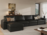 EASE MOOSE Modular Sectional Sofa, Leather Sectional Couch, Deep Brown