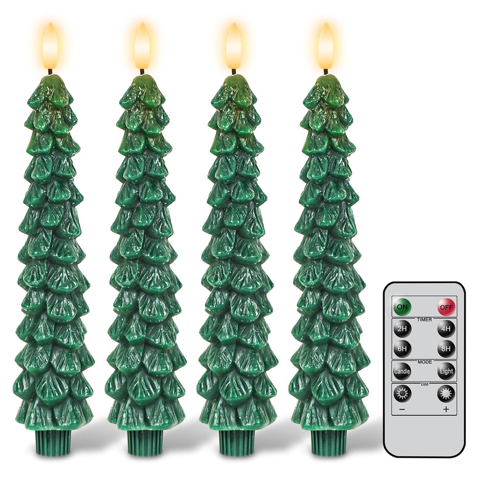 GenSwin Flameless Ivory Taper Candles Flickering with 10-Key Remote, Battery Operated Led Warm 3D Wick Light Window Candles Real Wax Pack of 6, Christmas Home Wedding Decor(0.78 X 9.64 Inch)