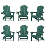 Plawdlik Folding Adirondack Chair with Cup Holder, HDPE All-Weather, Navy