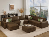 EASE MOOSE Modular Sectional Sofa, Leather Sectional Couch, Deep Brown