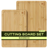 ROYAL CRAFT WOOD Wooden Cutting Boards for Kitchen Appliances - Non Toxic Bamboo Wood Cutting Board Set with Deep Juice Groove, Side Handles, Charcuterie & Butcher Block for Meat, Meal Prep & Serving