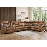 EBELLO Faux Leather Recliner Sofa Furniture Set for Living Room, Recliner Chair, Manual Loveseat, 3 Seat Recliniing Sofa Couch Set for Meeting Room, Brown