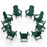 Plawdlik Folding Adirondack Chair with Cup Holder, HDPE All-Weather, Navy