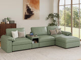 EASE MOOSE Modular Sectional Sofa, Leather Sectional Couch, Deep Brown