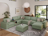 EASE MOOSE Modular Sectional Sofa, Leather Sectional Couch, Deep Brown