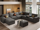 EASE MOOSE Modular Sectional Sofa, Leather Sectional Couch, Deep Brown