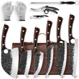 DRGSKL Serbian Chef Knife Set - 6 PCS Hand Forged Knife Set with Bag