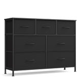 SONGMICS Dresser for Bedroom, Chest of Drawers, TV Stand, Steel, MDF, 5 Non-Woven Fabric Drawers, Storage Organizer Unit, Closet, Entryway, Ink Black and Ebony Black ULGS322B01S