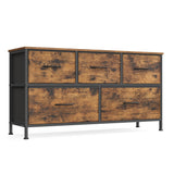 SONGMICS Dresser for Bedroom, Chest of Drawers, TV Stand, Steel, MDF, 5 Non-Woven Fabric Drawers, Storage Organizer Unit, Closet, Entryway, Ink Black and Ebony Black ULGS322B01S
