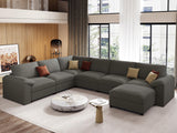 EASE MOOSE Modular Sectional Sofa, Leather Sectional Couch, Deep Brown