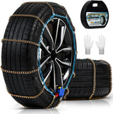 Auto Tightening Snow Chains for Cars, SUVs & Pickup Trucks – 1-Min Quick-Fit Auto Installation, Reusable Universal Emergency Traction Tire Chains – Set of 2（ALN90）