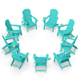 Plawdlik Folding Adirondack Chair with Cup Holder, HDPE All-Weather, Navy