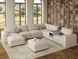 EASE MOOSE Modular Sectional Sofa, Leather Sectional Couch, Deep Brown