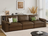 EASE MOOSE Modular Sectional Sofa, Leather Sectional Couch, Deep Brown