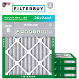Filterbuy 16x25x1 Air Filter MERV 8 (MPR 700) Dust Defense Replacement (4-Pack), Electrostatic Pleated HVAC AC Furnace Filters, Made in USA (Actual Size: 15.50 x 24.50 x 0.75)