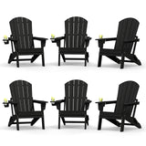 Plawdlik Folding Adirondack Chair with Cup Holder, HDPE All-Weather, Navy