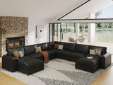 EASE MOOSE Modular Sectional Sofa, Leather Sectional Couch, Deep Brown