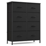 SONGMICS Dresser for Bedroom, Chest of Drawers, TV Stand, Steel, MDF, 5 Non-Woven Fabric Drawers, Storage Organizer Unit, Closet, Entryway, Ink Black and Ebony Black ULGS322B01S