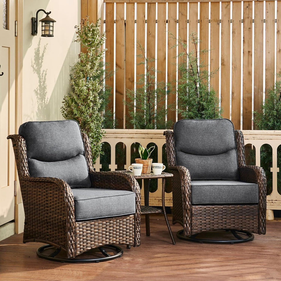 HILLGA Luxury 5 PCS Outdoor Swivel Rocker Patio Chairs of 2