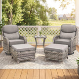 Luxury Swivel Rocker Chairs Fire Pit Set with 6" Thick Cushion 10 piece Wicker Outdoor Patio Chair with Sofa and Ottoman,Comfortable High Back Outdoor Patio Furniture Set - Brown | Gray