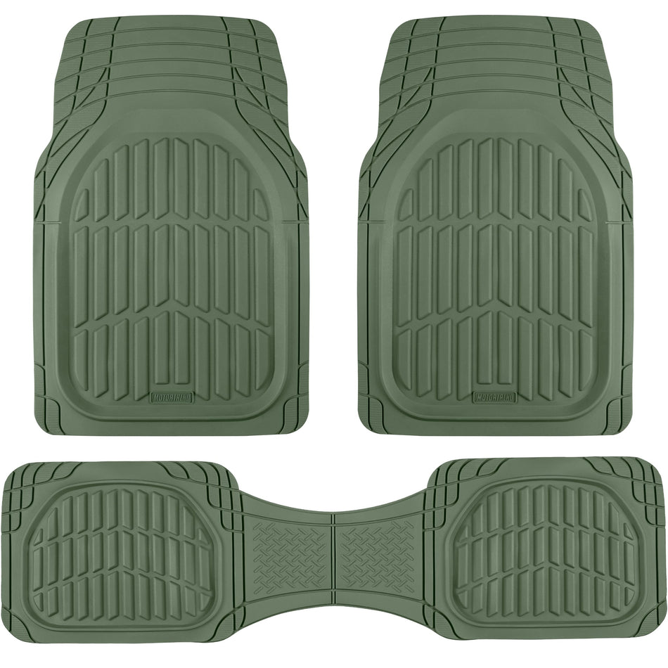 Motor Trend FlexTough Floor Mats for Cars, Black Deep Dish All-Weather Car Mats, Waterproof Trim-to Fit Automotive Floor Mats for Cars Trucks SUV, Universal Floor Liner Car Accessories