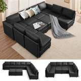 Modern Sectional Sofa,Faux Leather Modular Sectional Couchs with Storage