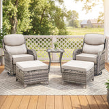 Luxury Swivel Rocker Chairs Fire Pit Set with 6" Thick Cushion 10 piece Wicker Outdoor Patio Chair with Sofa and Ottoman,Comfortable High Back Outdoor Patio Furniture Set - Brown | Gray