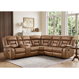 EBELLO Faux Leather Recliner Sofa Furniture Set for Living Room, Recliner Chair, Manual Loveseat, 3 Seat Recliniing Sofa Couch Set for Meeting Room, Brown