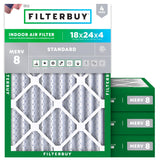 Filterbuy 16x25x1 Air Filter MERV 8 (MPR 700) Dust Defense Replacement (4-Pack), Electrostatic Pleated HVAC AC Furnace Filters, Made in USA (Actual Size: 15.50 x 24.50 x 0.75)