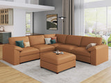 EASE MOOSE Modular Sectional Sofa, Leather Sectional Couch, Deep Brown