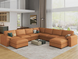 EASE MOOSE Modular Sectional Sofa, Leather Sectional Couch, Deep Brown