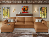 EASE MOOSE Modular Sectional Sofa, Leather Sectional Couch, Deep Brown