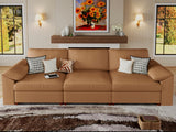 EASE MOOSE Modular Sectional Sofa, Leather Sectional Couch, Deep Brown