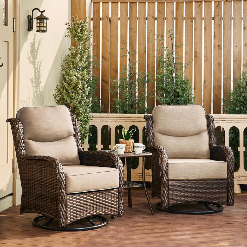HILLGA Luxury 5 PCS Outdoor Swivel Rocker Patio Chairs of 2