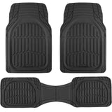 Motor Trend FlexTough Floor Mats for Cars, Black Deep Dish All-Weather Car Mats, Waterproof Trim-to Fit Automotive Floor Mats for Cars Trucks SUV, Universal Floor Liner Car Accessories